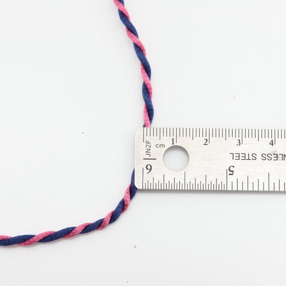 Pink Blue Thread Necklace Choker Adjustable Length Twisted Design Chokers (#90) - Picture 4 of 11